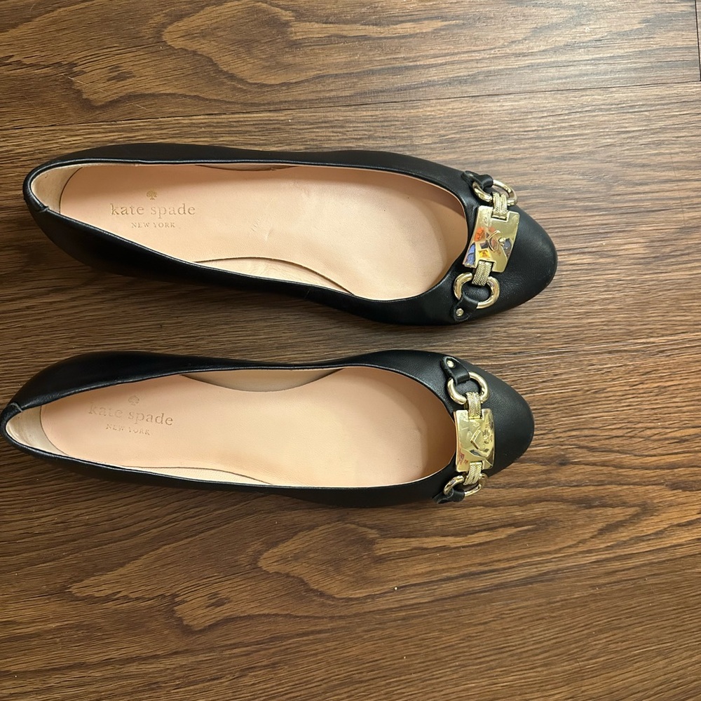 Kate Spade Black and Gold Loafers with Elegant Design